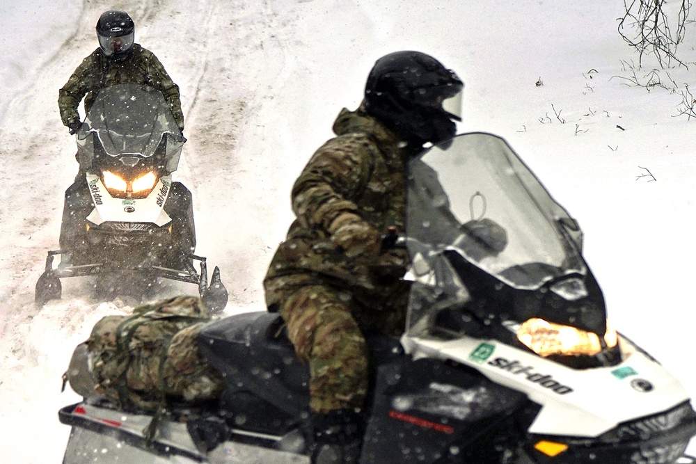 Special Forces Soldiers Conduct Snowmobile Training in Northern Michigan