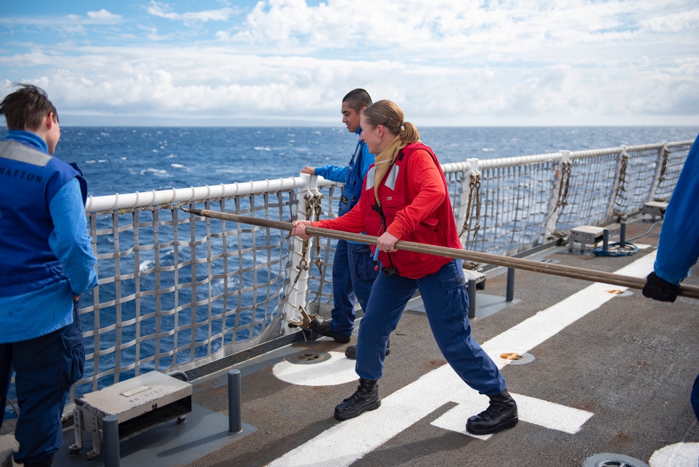 USCGC Stratton crew conduct flight deck operations