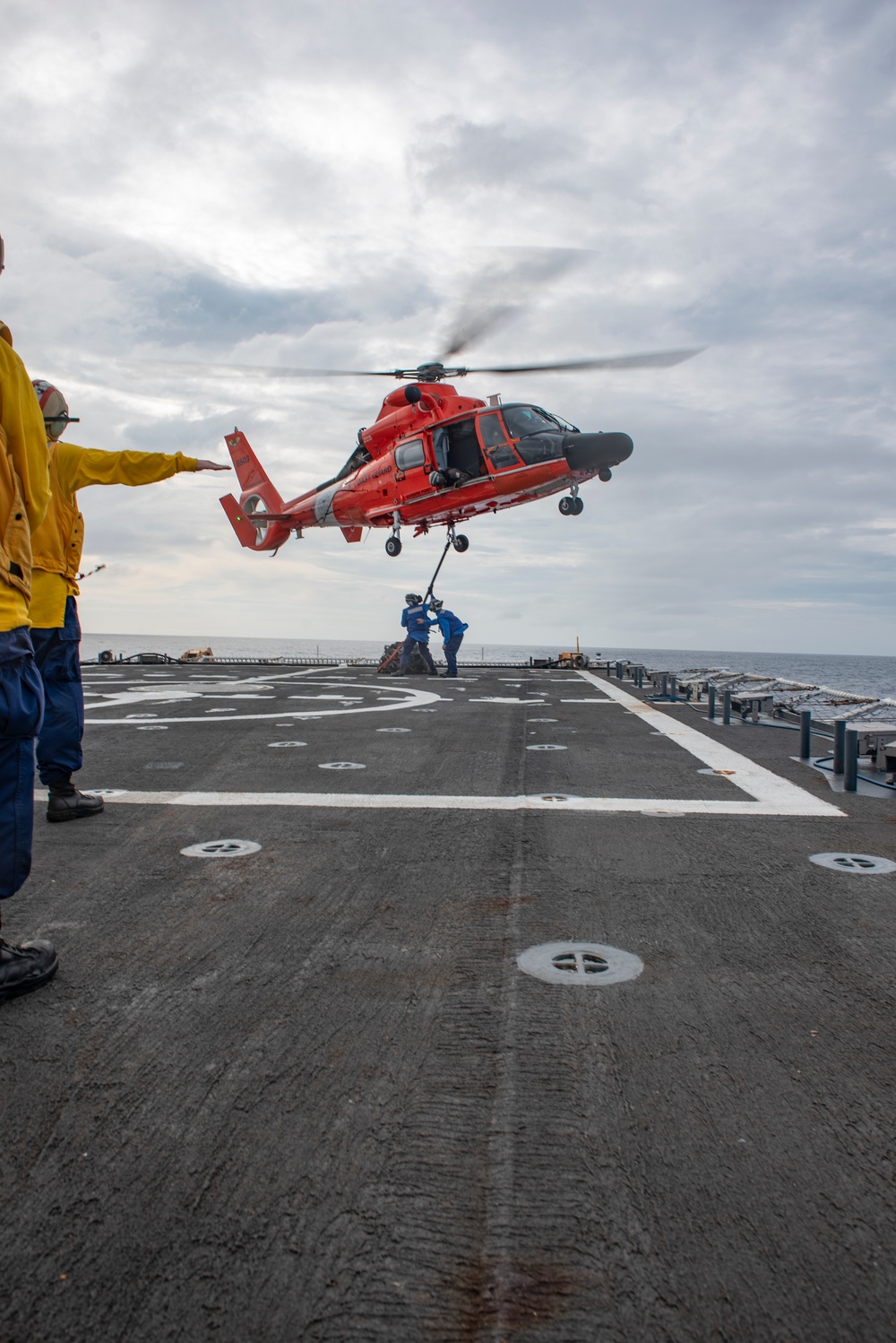 USCGC Stratton crew conduct flight deck operations