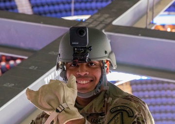 NYNG Soldiers Rappel Down For Ceremonial Puck Drop During The Islander’s Military Appreciation Night