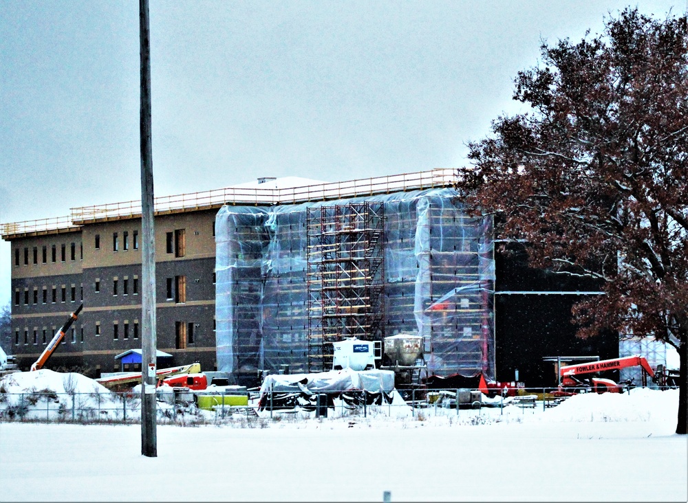 Contractor continues to make progress on new Fort McCoy barracks despite winter’s grip