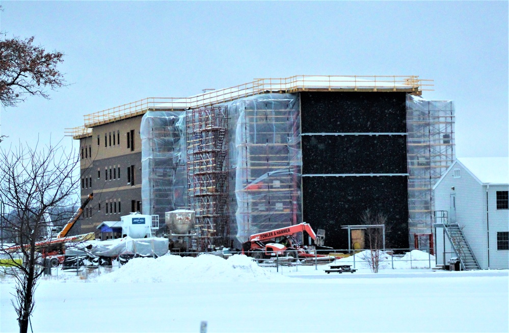 Contractor continues to make progress on new Fort McCoy barracks despite winter’s grip