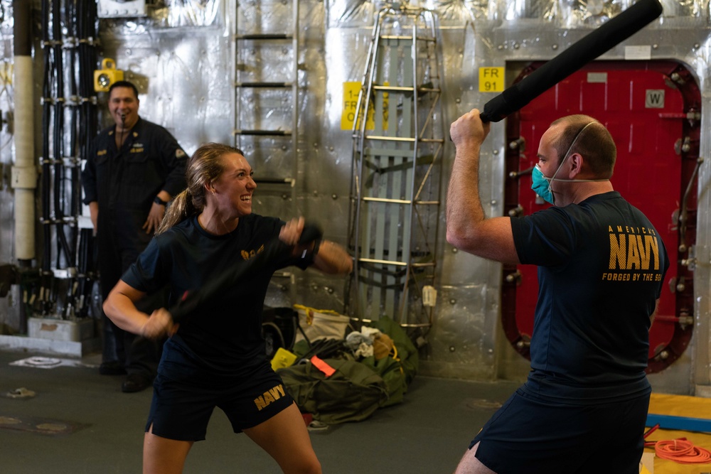 USS Jackson (LCS 6) Sailors Conduct Non Lethal Weapons Training