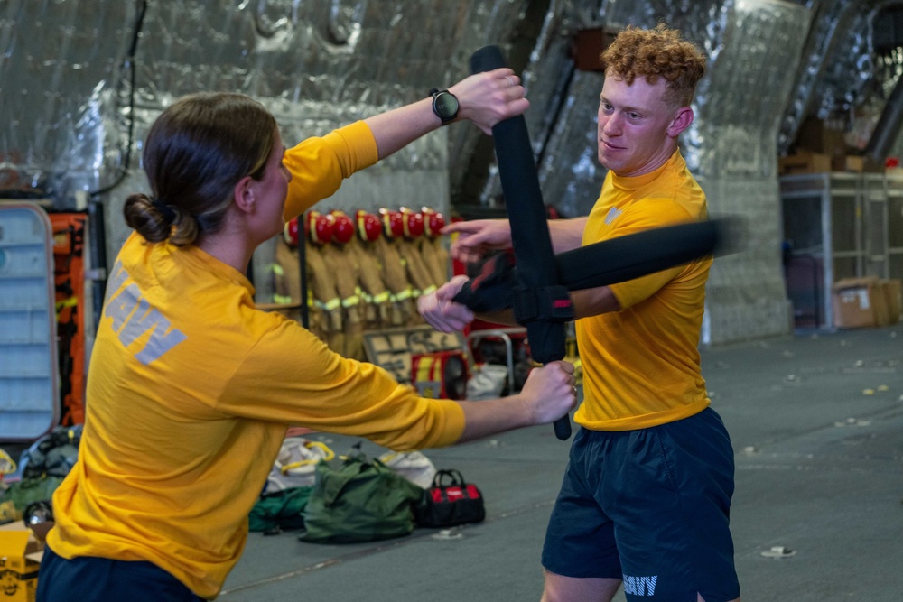USS Jackson (LCS 6) Sailors Conduct Non Lethal Weapons Training