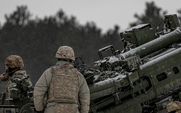 Field Artillery awaits in the snow
