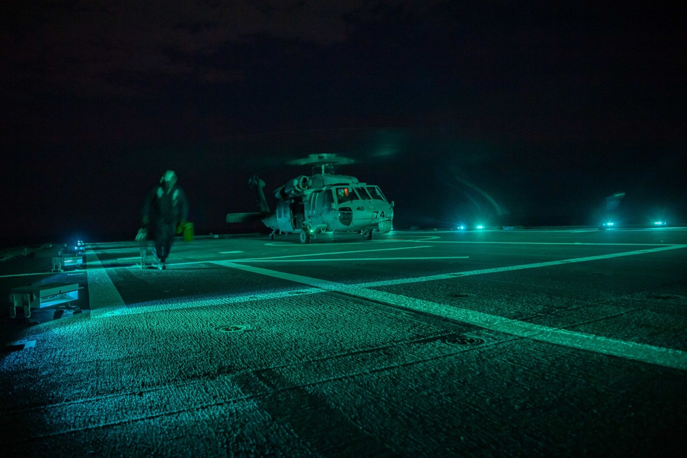 USS Charleston Conducts Night Flight Operations