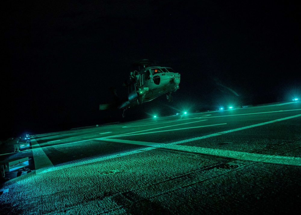 USS Charleston Conducts Night Flight Operations