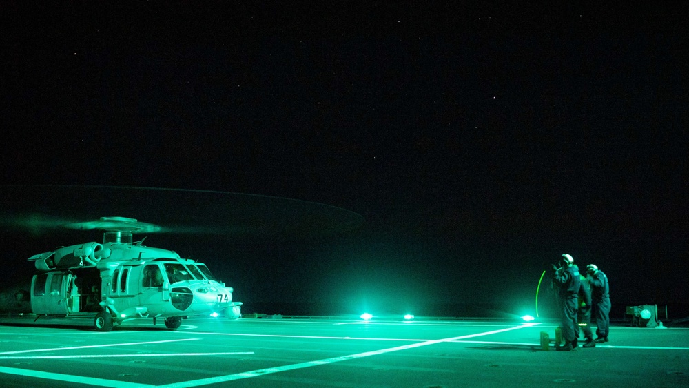 USS Charleston Conducts Night Flight Operations