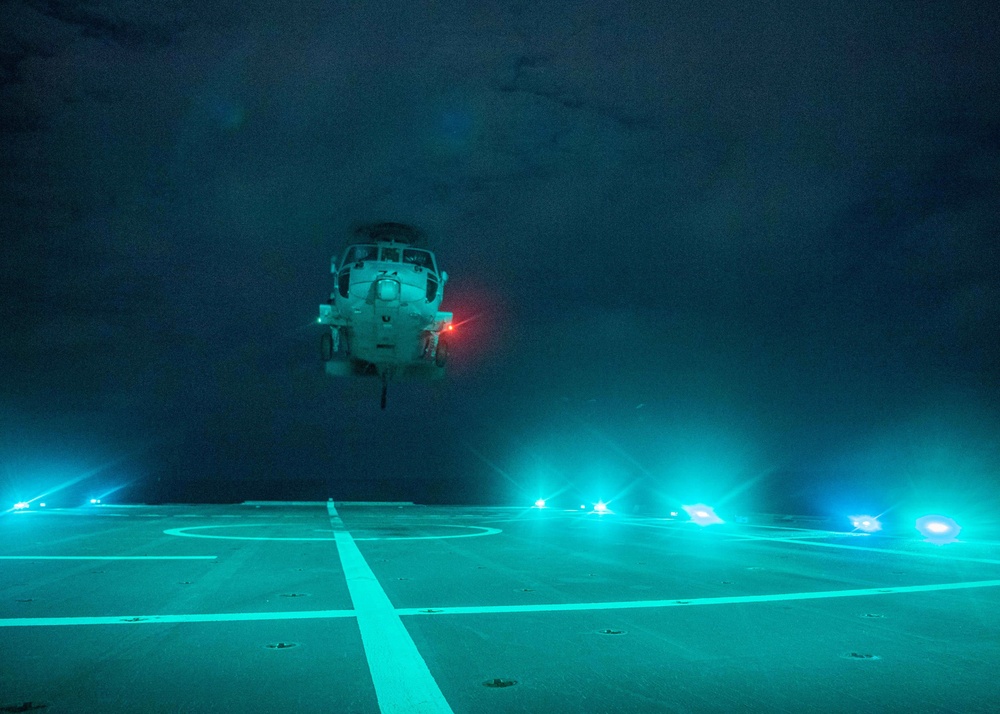 USS Charleston Conducts Night Flight Operations