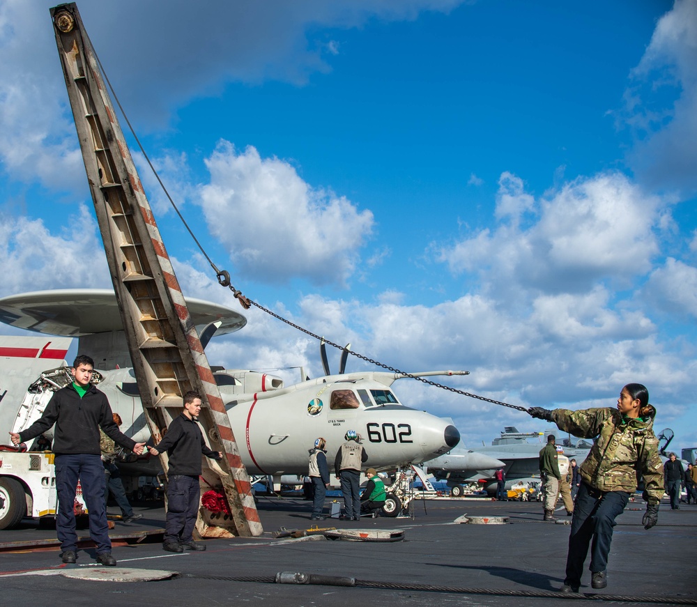 The Harry S. Truman Carrier Strike Group is on a scheduled deployment in the U.S. Sixth Fleet area of operations in support of naval operations to maintain maritime stability and security.