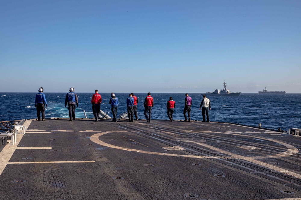 San Jacinto, Gravely, and Truman are deployed with the Harry S. Truman Carrier Strike Group.