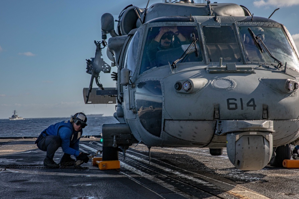 San Jacinto is deployed with the Harry S. Truman Carrier Strike Group on a scheduled deployment in the U.S. Sixth Fleet area of operations
