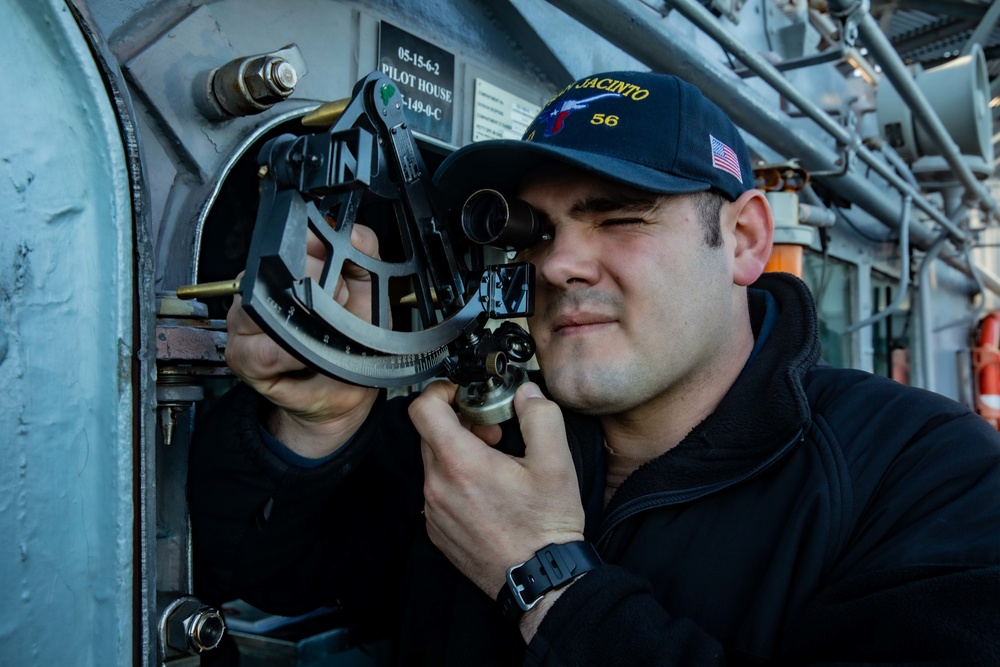 San Jacinto is deployed with the Harry S. Truman Carrier Strike Group on a scheduled deployment in the U.S. Sixth Fleet area of operations