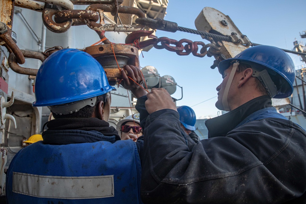 San Jacinto is deployed with the Harry S. Truman Carrier Strike Group on a scheduled deployment in the U.S. Sixth Fleet area of operations