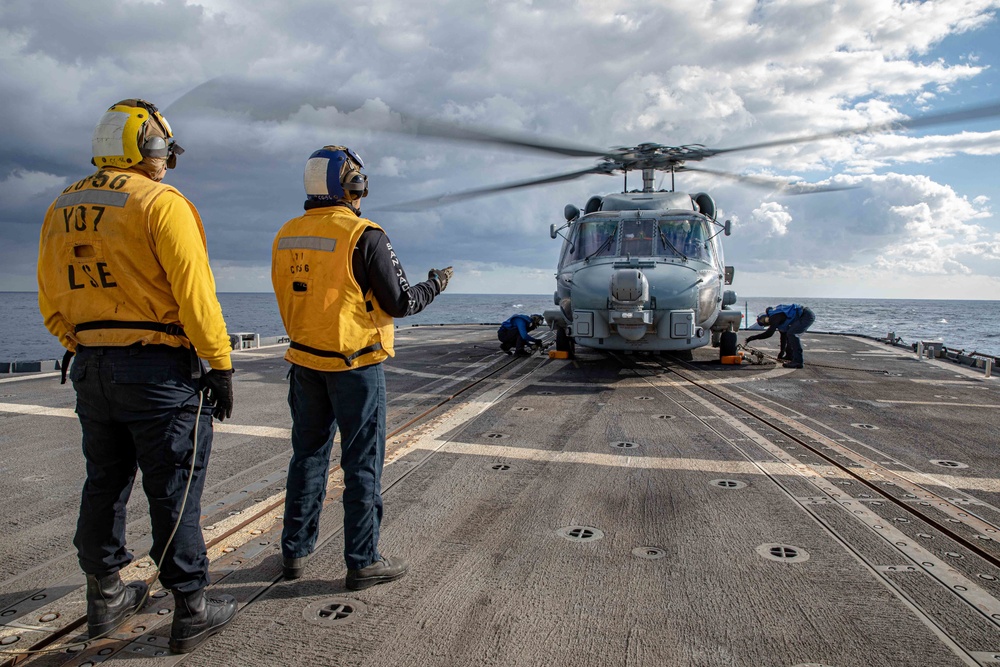 San Jacinto is deployed with the Harry S. Truman Carrier Strike Group on a scheduled deployment in the U.S. Sixth Fleet area of operations