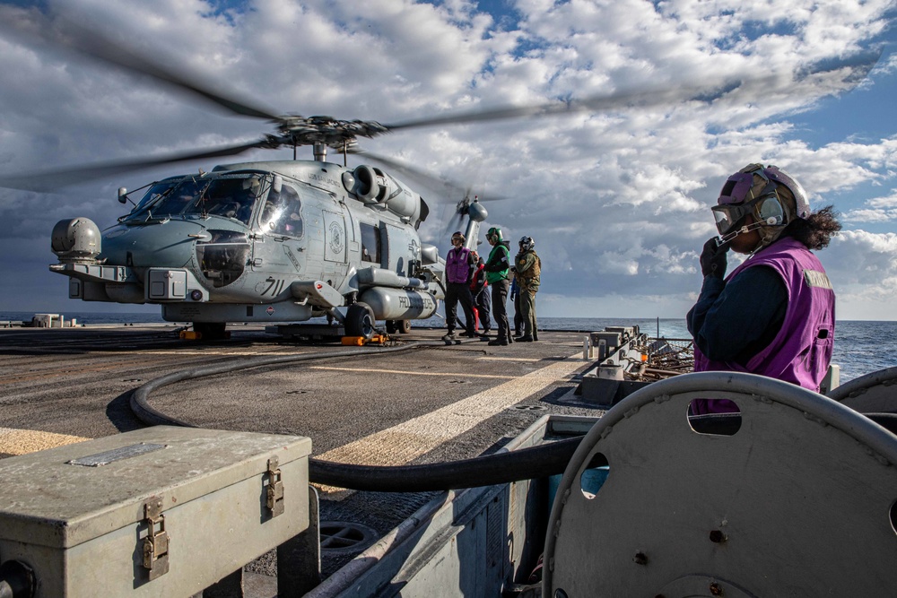 San Jacinto is deployed with the Harry S. Truman Carrier Strike Group on a scheduled deployment in the U.S. Sixth Fleet area of operations