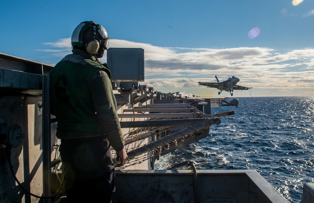 The Harry S. Truman Carrier Strike Group is on a scheduled deployment in the U.S. Sixth Fleet area of operations in support of naval operations to maintain maritime stability and security.