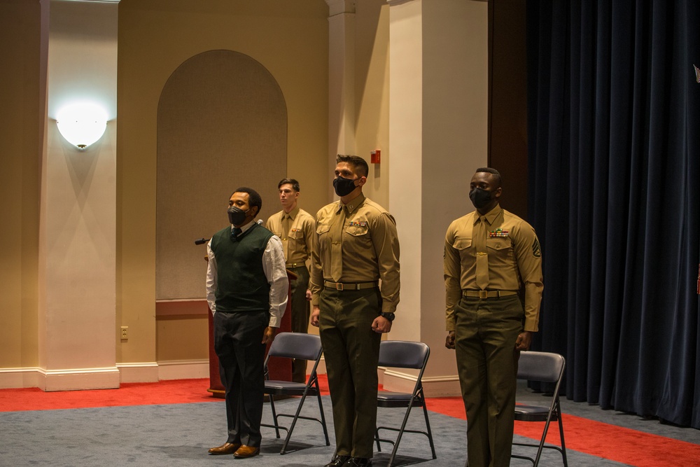 Marines with Marine Barracks Washington participate in Silent Drill Selection graduation