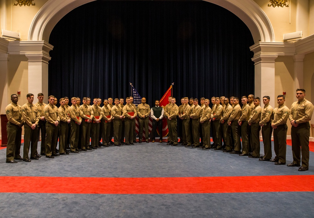 Marines with Marine Barracks Washington participate in Silent Drill Selection graduation