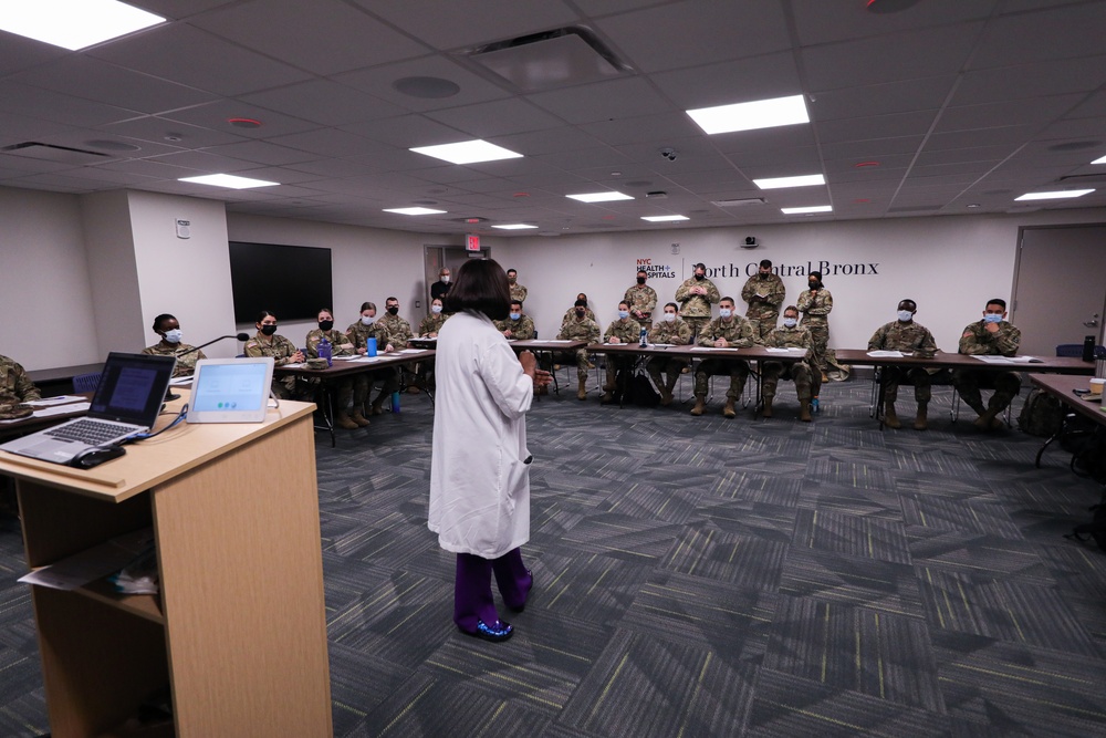 U.S. Army military medical teams arrive at NYC Health + Hospitals/North Central Bronx in Bronx, New York.