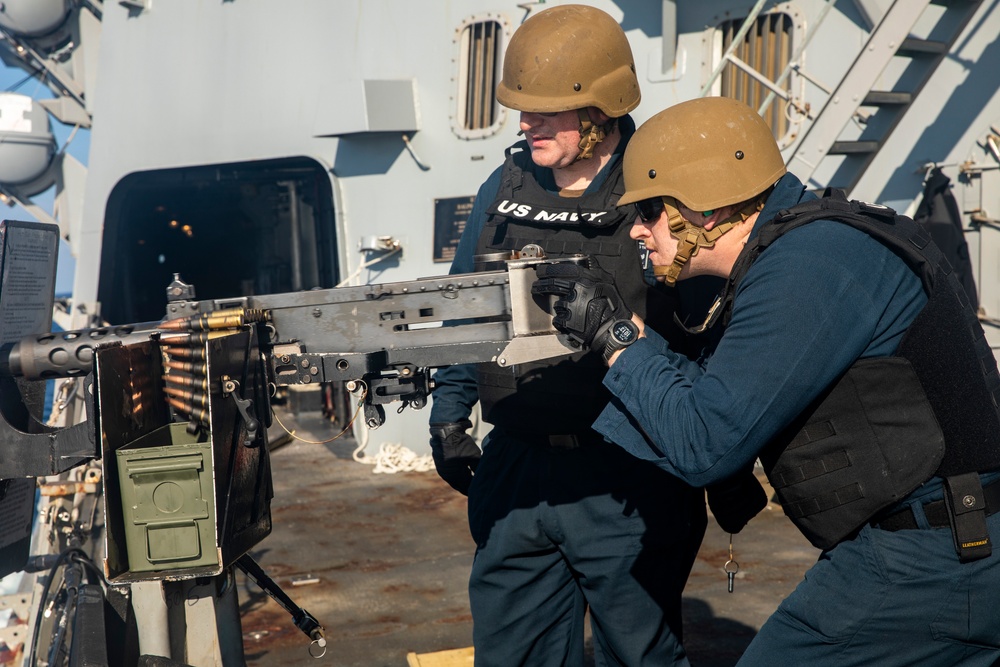 Sailors Aboard USS Ralph Johnson (DDG 114) Conduct Live-Fire Exercise