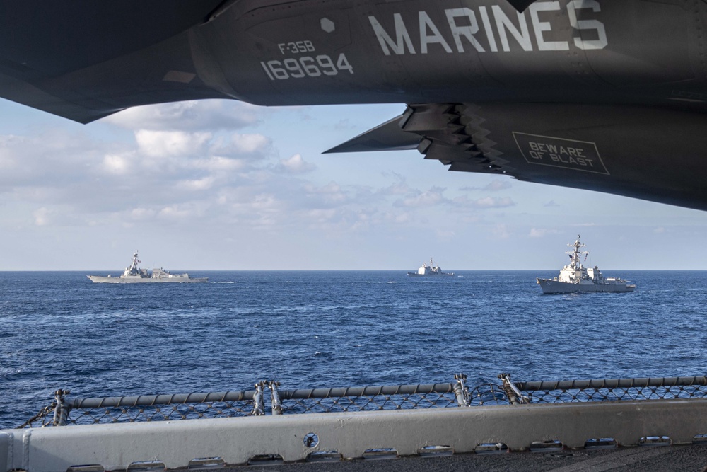 USS America (LHA 6) Conducts Formation Exercise With U.S. Pacific Fleet