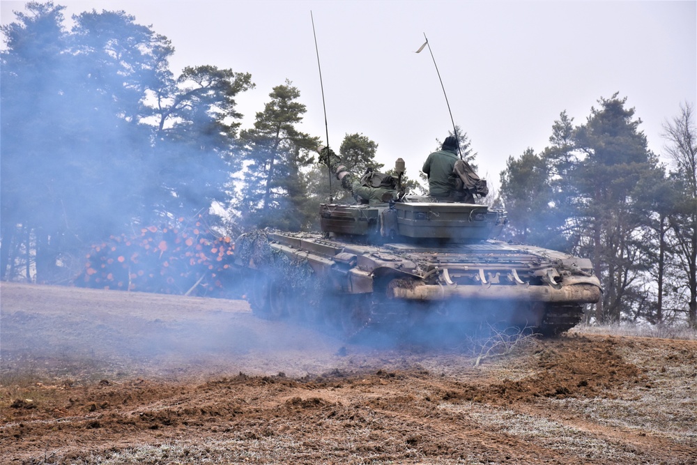 Slovenian troops perform tank operations during Allied Spirit 22