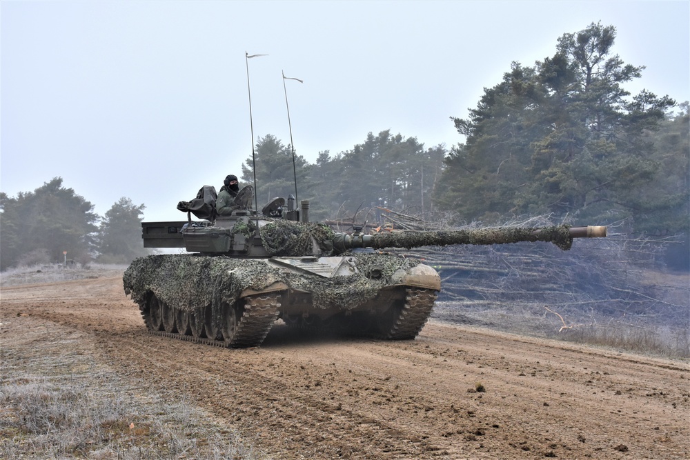 Slovenian troops perform tank operations during Allied Spirit 22