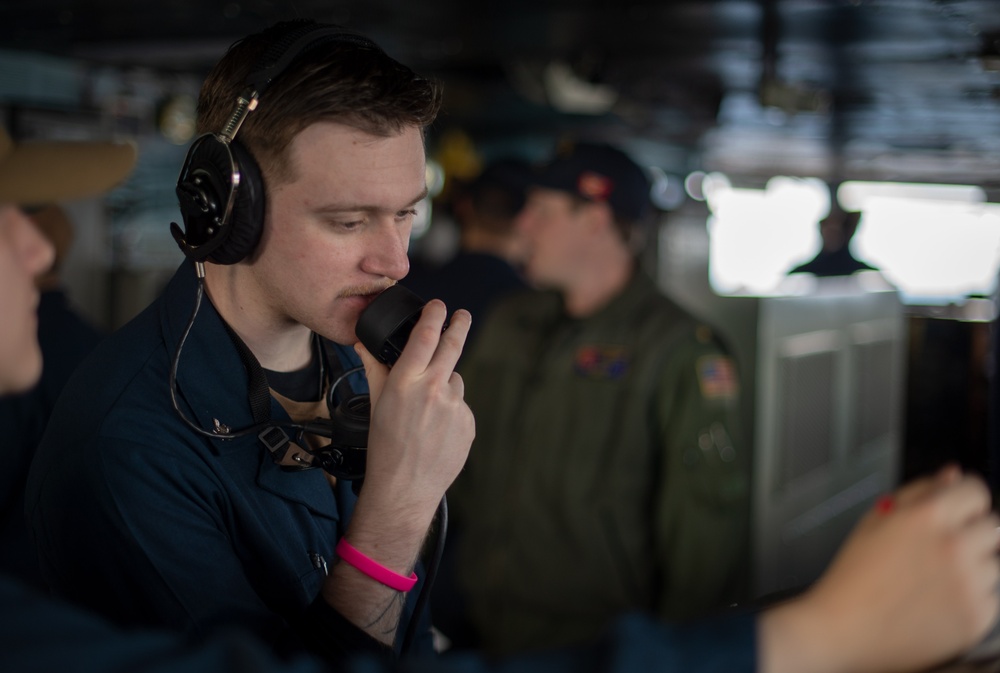 The Harry S. Truman Carrier Strike Group is on a scheduled deployment in the U.S. 6th Fleet area of operations in support of naval operations to maintain maritime stability and security.