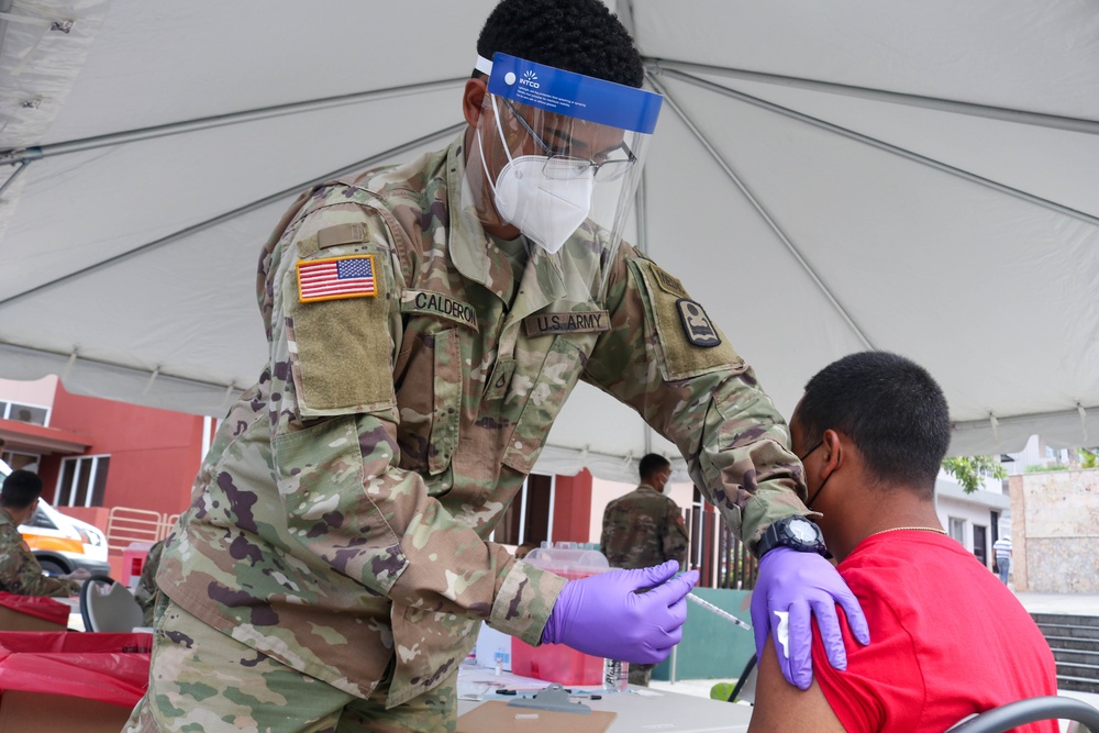 The PRNG vaccinates in the center of the island