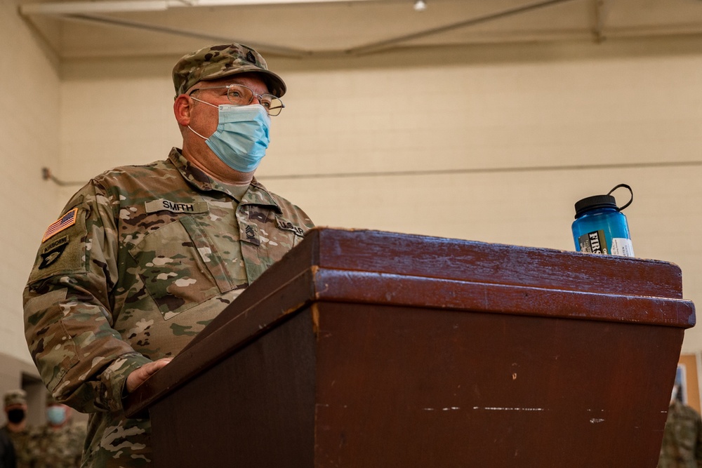247th Engineer Detachment (Well Drilling) wishes farewell during Change of Responsibility ceremony