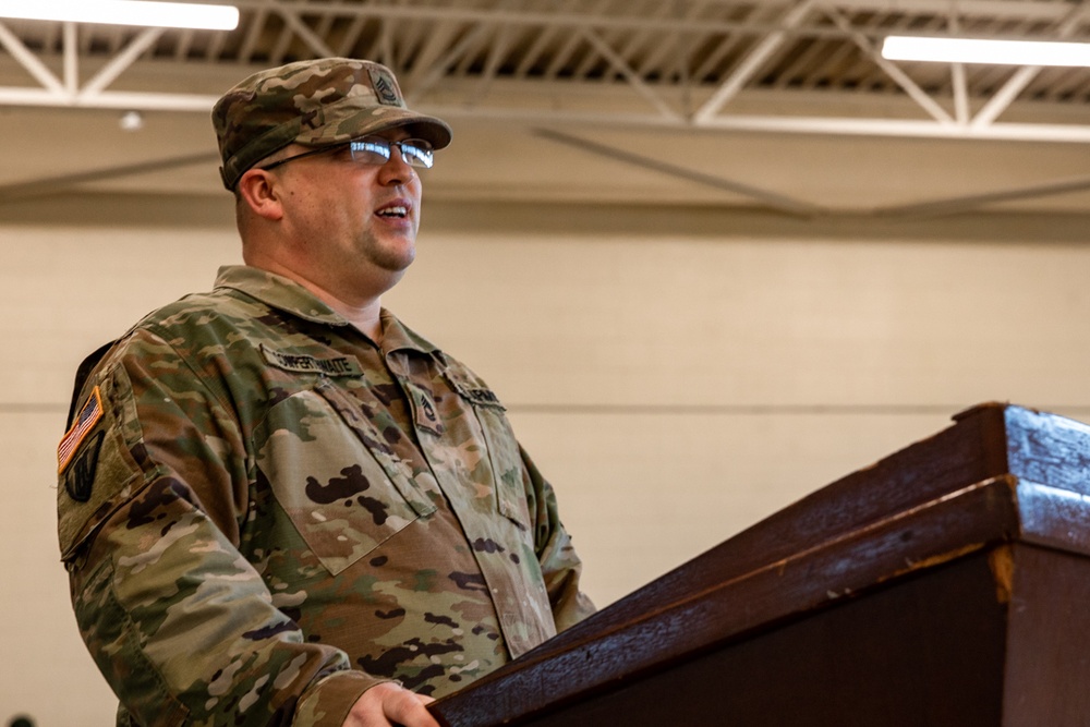247th Engineer Detachment (Well Drilling) wishes farewell during Change of Responsibility ceremony