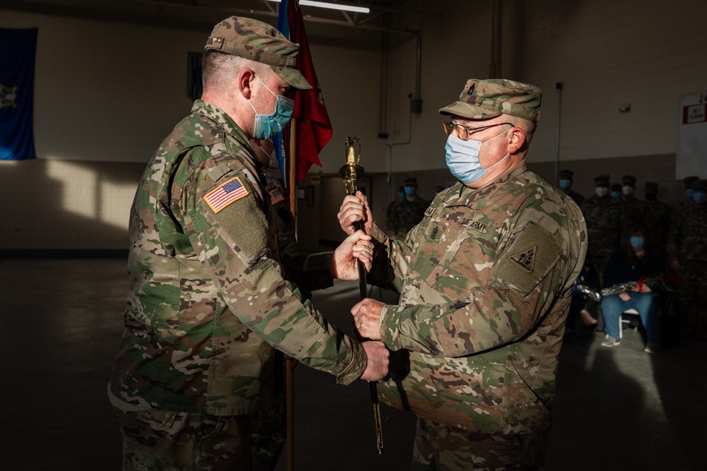 247th Engineer Detachment (Well Drilling) wishes farewell during Change of Responsibility ceremony