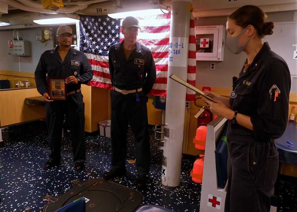 USS Lake Champlain receives relic from USS Arizona