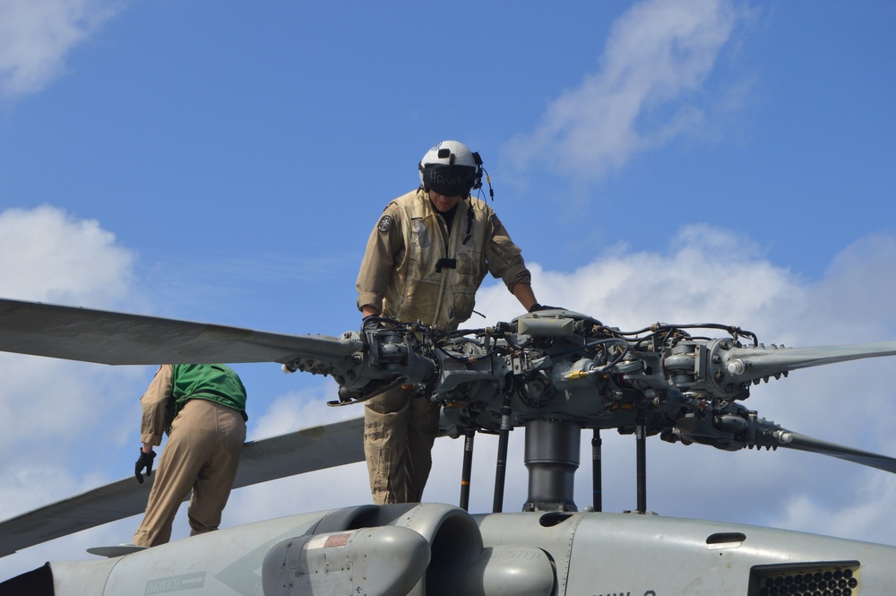 USS Lake Champlain conducts flight operations in the Philippine Sea