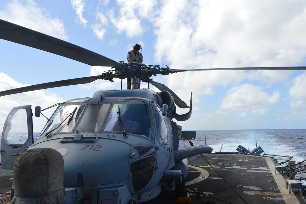 USS Lake Champlain conducts flight operations in the Philippine Sea