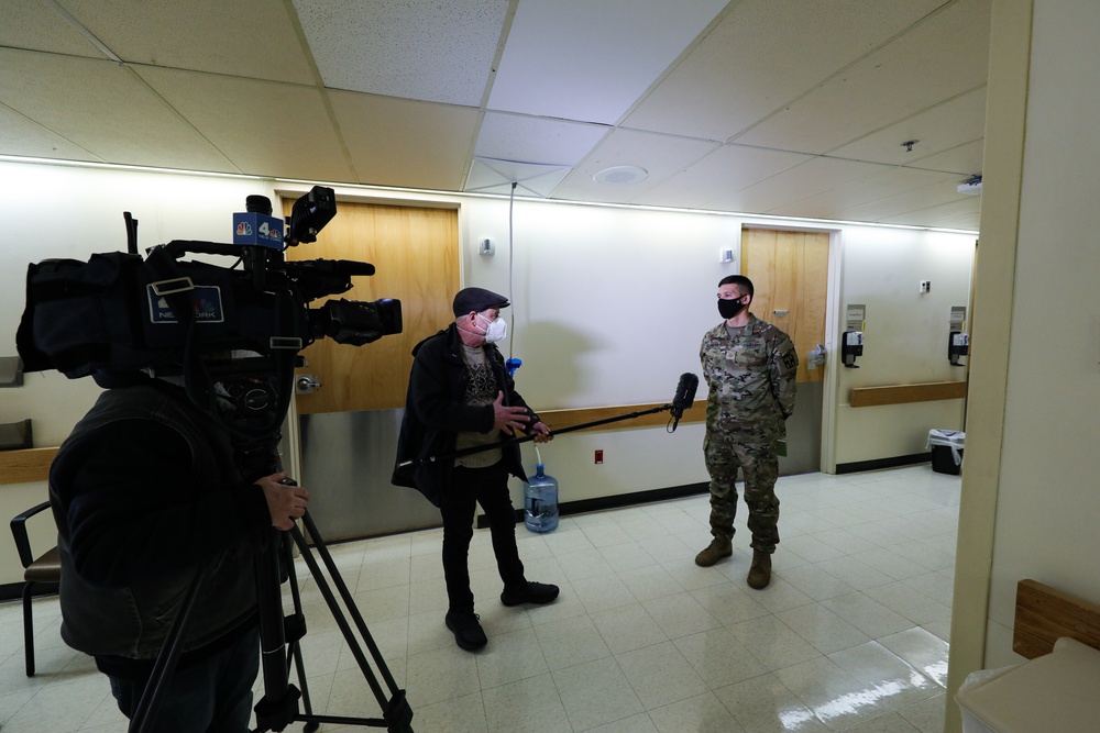 Brig. Gen. Timothy Coakley visits University Hospital in Newark, New Jersey.