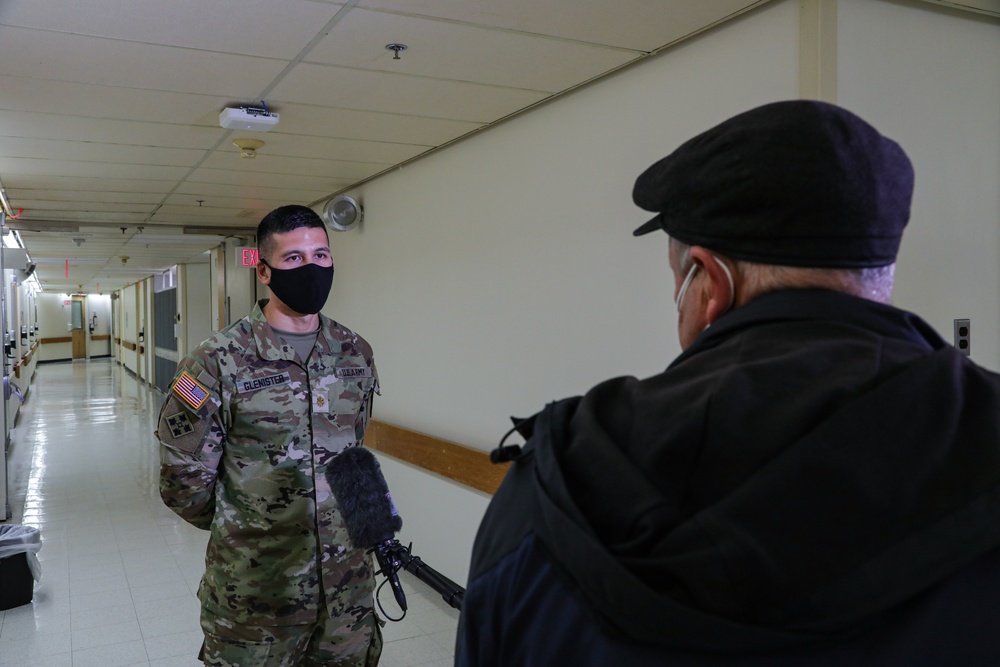 Brig. Gen. Timothy Coakley visits University Hospital in Newark, New Jersey.