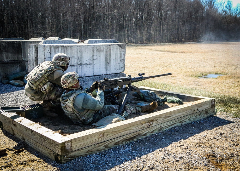 Soldiers with Headquarters and Headquarters Battalion qualify on the M2 Browning Machine Gun