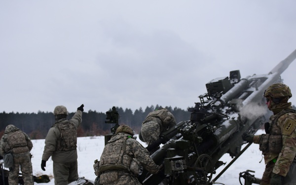 Howitzer cannon crew fire mission