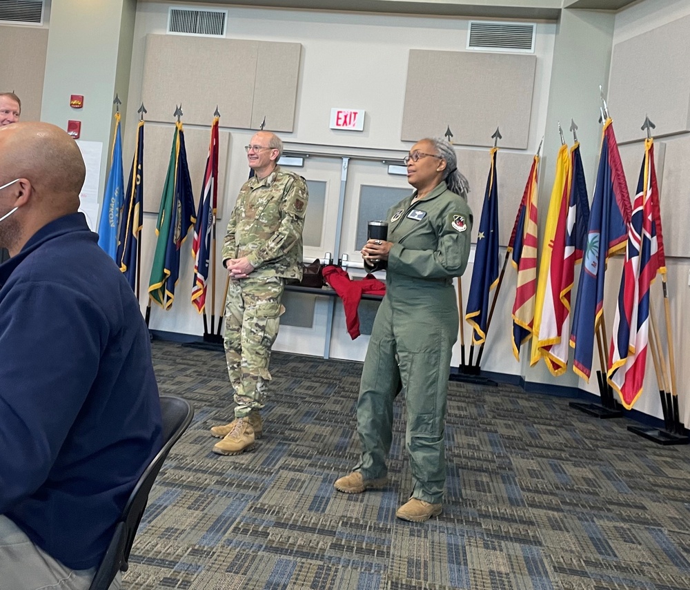 Georgia Air National Guard senior leaders speaks to students