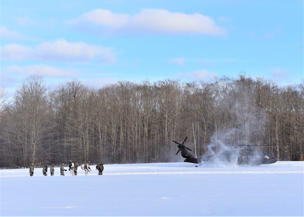 Fire Observers receive an airlift home after a long cold day