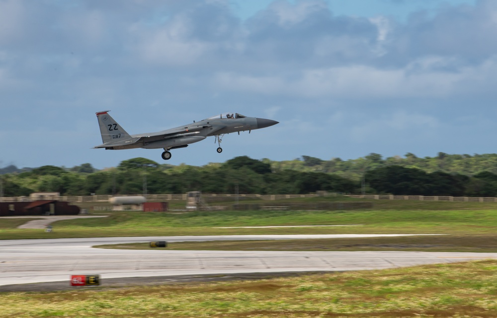 Kadena F-15s  arrive in Guam for Cope North 22