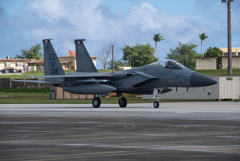 Kadena F-15s  arrive in Guam for Cope North 22