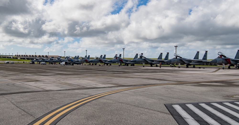 Kadena F-15s  arrive in Guam for Cope North 22