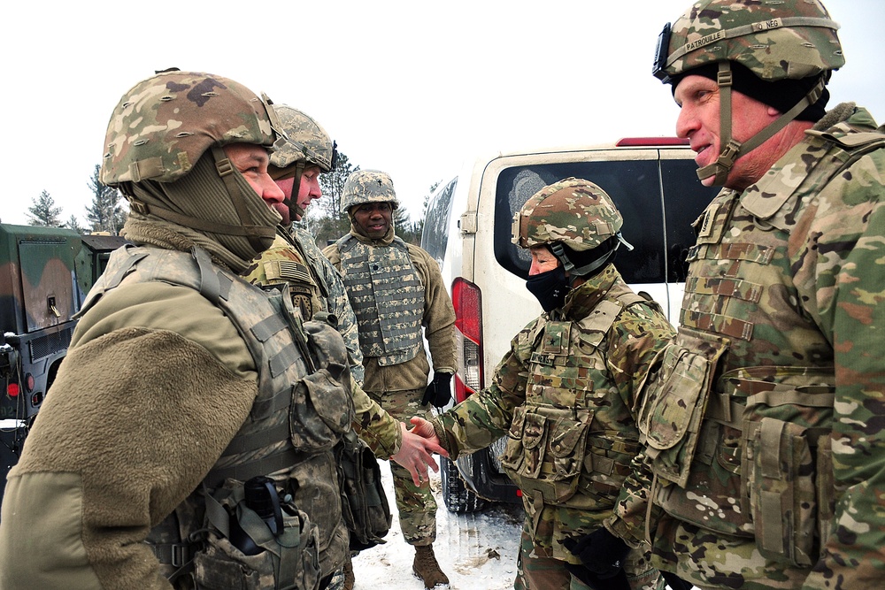 Brig. Gen. Mathews and Command Sgt. Maj. Patrouille Conduct a Battlefield Circulation Visit