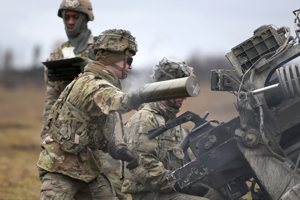 4-319th AFAR, 173rd AB live fire with M119 howitzers