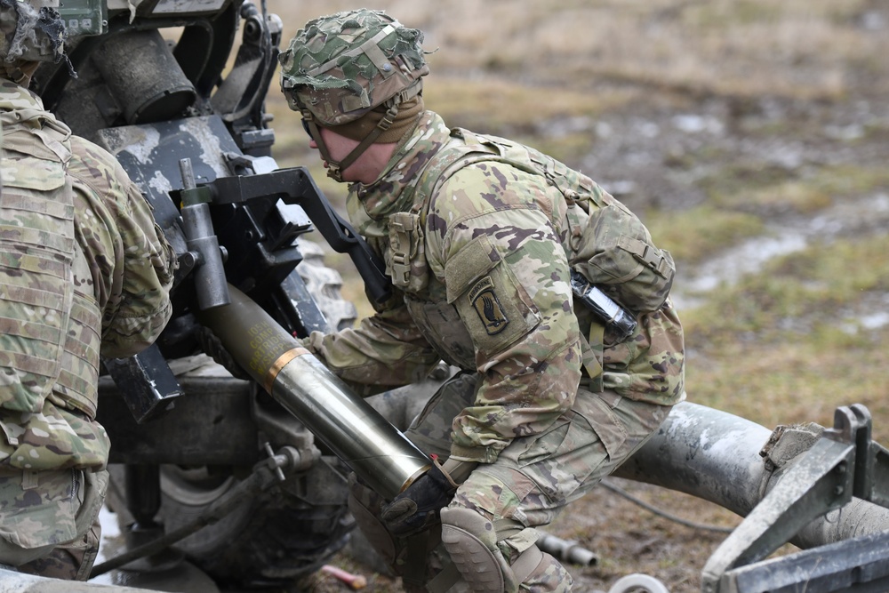 4-319th AFAR, 173rd AB live fire with M119 howitzers