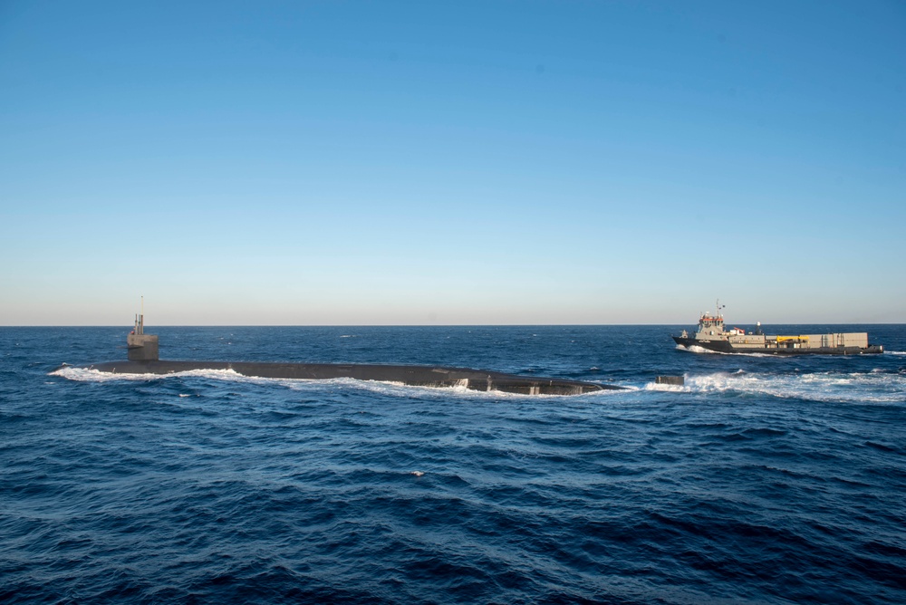 USS Wyoming (SSBN 742) Executes an Exchange of Command and Crews at Sea