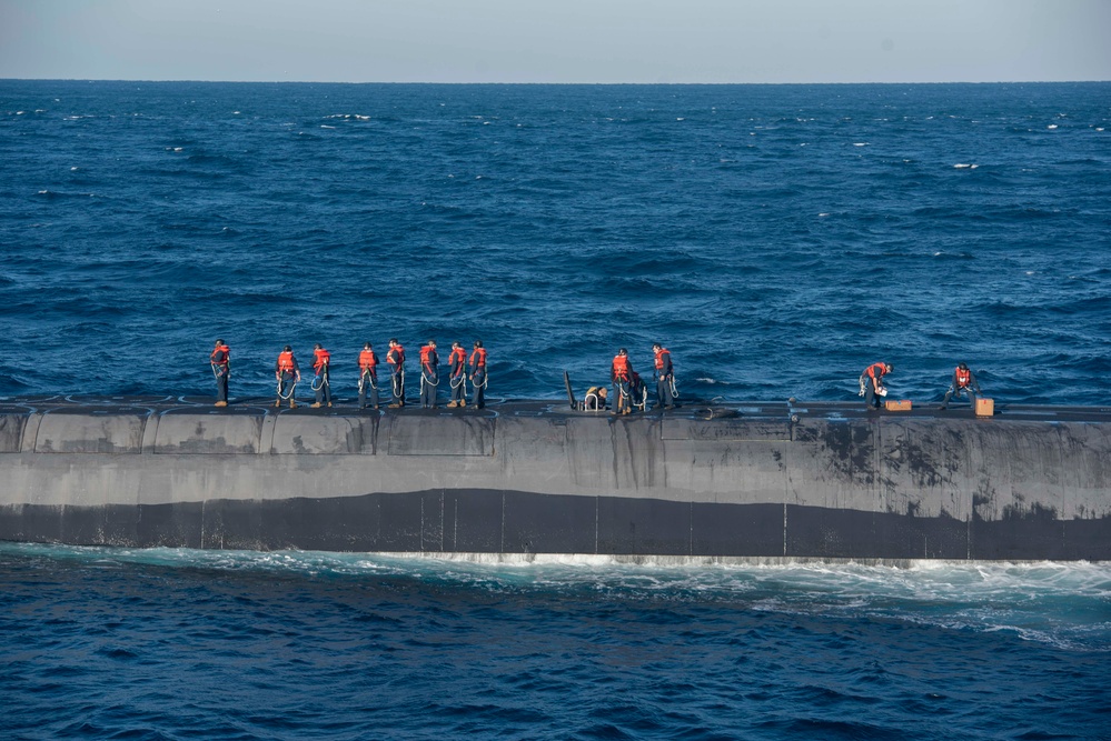 USS Wyoming (SSBN 742) Executes an Exchange of Command and Crews at Sea